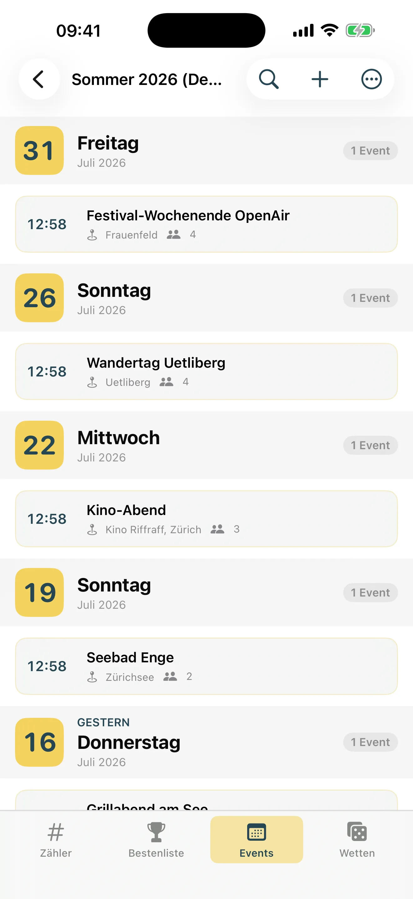 Events mit Foto & Ort