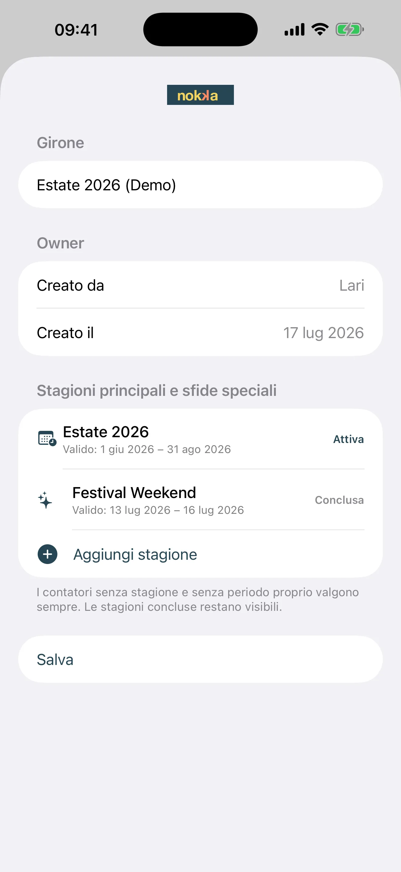 Stagioni & sfide speciali